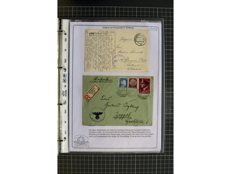 1914/1945, sehr umfangreiche Sammlung "Feldpost in Danzig" mit einigen hundert Briefen und Karten, dabei I. WK. mit interessa