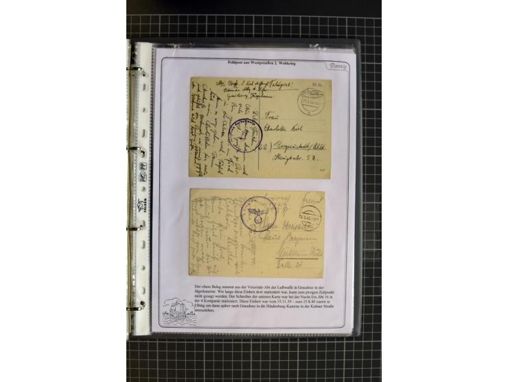 1914/1945, sehr umfangreiche Sammlung "Feldpost in Danzig" mit einigen hundert Briefen und Karten, dabei I. WK. mit interessa