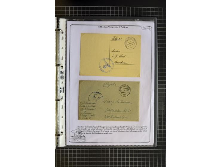 1914/1945, sehr umfangreiche Sammlung "Feldpost in Danzig" mit einigen hundert Briefen und Karten, dabei I. WK. mit interessa