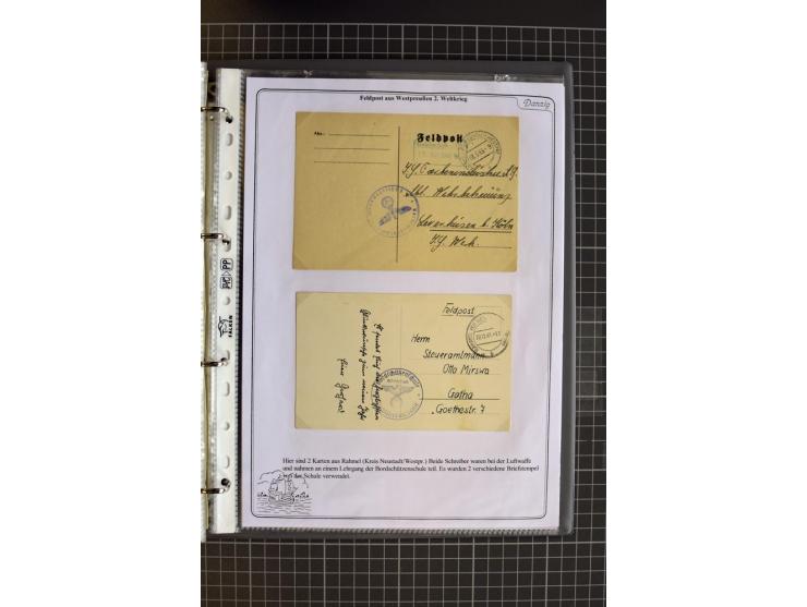 1914/1945, sehr umfangreiche Sammlung "Feldpost in Danzig" mit einigen hundert Briefen und Karten, dabei I. WK. mit interessa