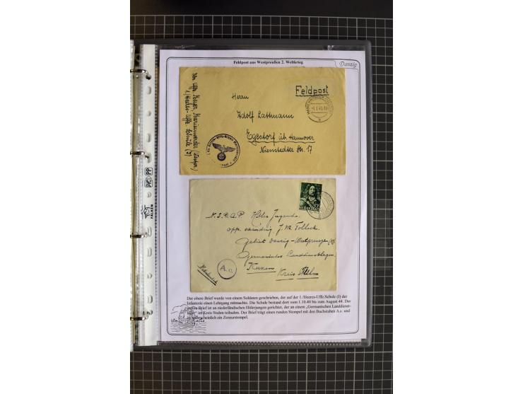 1914/1945, sehr umfangreiche Sammlung "Feldpost in Danzig" mit einigen hundert Briefen und Karten, dabei I. WK. mit interessa
