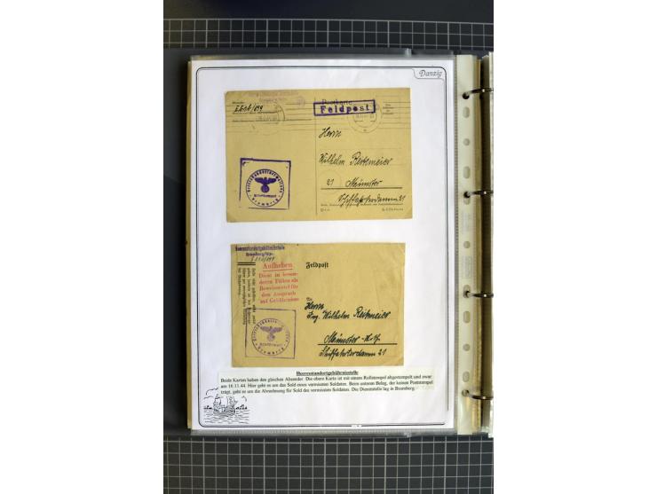 1914/1945, sehr umfangreiche Sammlung "Feldpost in Danzig" mit einigen hundert Briefen und Karten, dabei I. WK. mit interessa