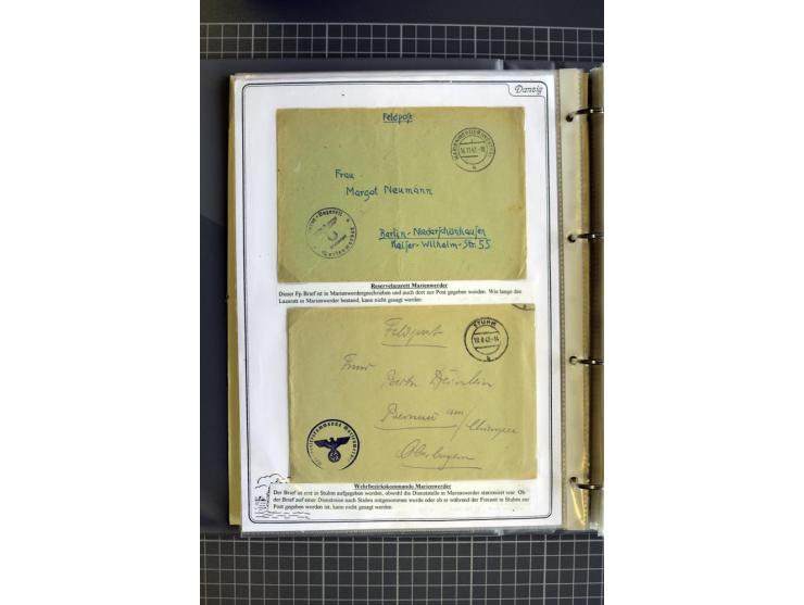 1914/1945, sehr umfangreiche Sammlung "Feldpost in Danzig" mit einigen hundert Briefen und Karten, dabei I. WK. mit interessa