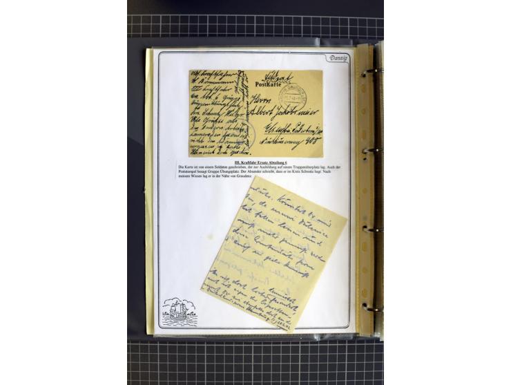 1914/1945, sehr umfangreiche Sammlung "Feldpost in Danzig" mit einigen hundert Briefen und Karten, dabei I. WK. mit interessa