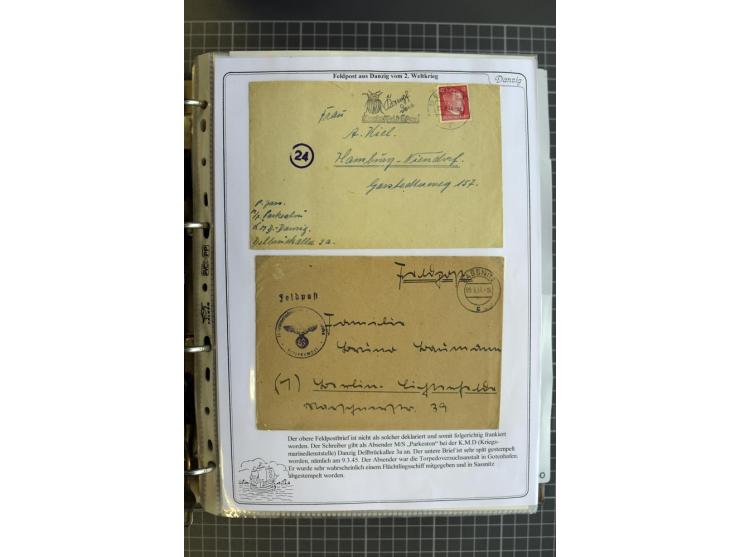 1914/1945, sehr umfangreiche Sammlung "Feldpost in Danzig" mit einigen hundert Briefen und Karten, dabei I. WK. mit interessa