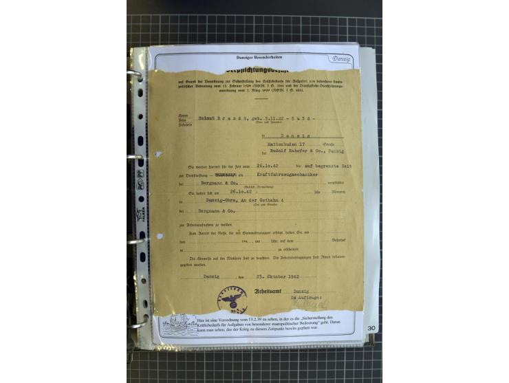 1914/1945, sehr umfangreiche Sammlung "Feldpost in Danzig" mit einigen hundert Briefen und Karten, dabei I. WK. mit interessa