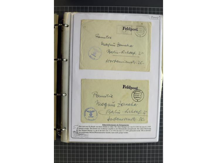 1914/1945, sehr umfangreiche Sammlung "Feldpost in Danzig" mit einigen hundert Briefen und Karten, dabei I. WK. mit interessa