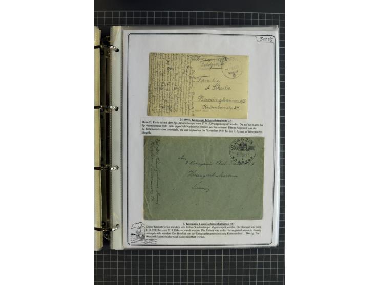 1914/1945, sehr umfangreiche Sammlung "Feldpost in Danzig" mit einigen hundert Briefen und Karten, dabei I. WK. mit interessa