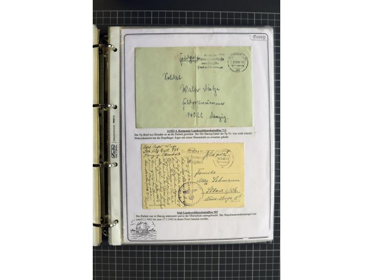 1914/1945, sehr umfangreiche Sammlung "Feldpost in Danzig" mit einigen hundert Briefen und Karten, dabei I. WK. mit interessa