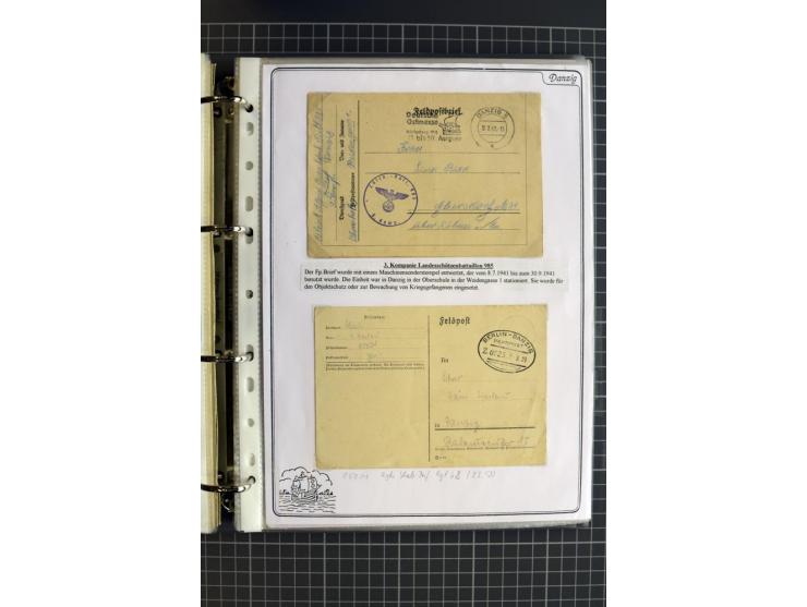 1914/1945, sehr umfangreiche Sammlung "Feldpost in Danzig" mit einigen hundert Briefen und Karten, dabei I. WK. mit interessa