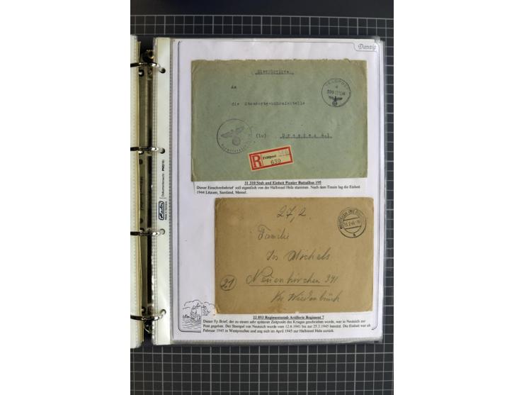 1914/1945, sehr umfangreiche Sammlung "Feldpost in Danzig" mit einigen hundert Briefen und Karten, dabei I. WK. mit interessa