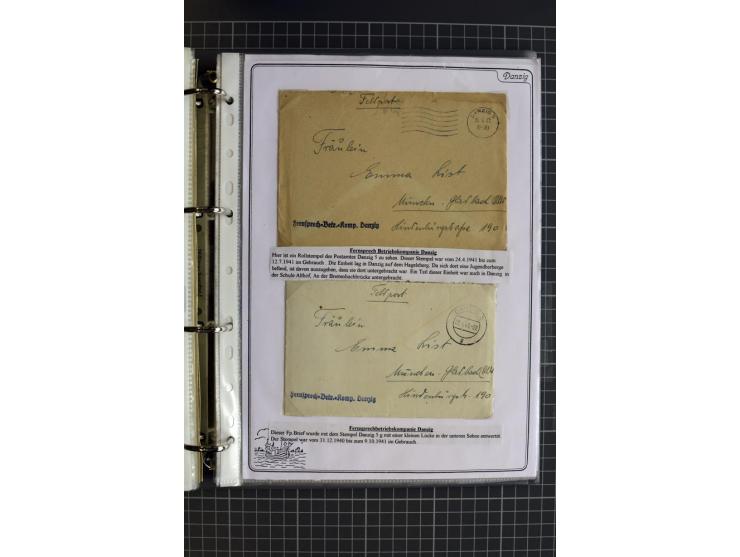 1914/1945, sehr umfangreiche Sammlung "Feldpost in Danzig" mit einigen hundert Briefen und Karten, dabei I. WK. mit interessa