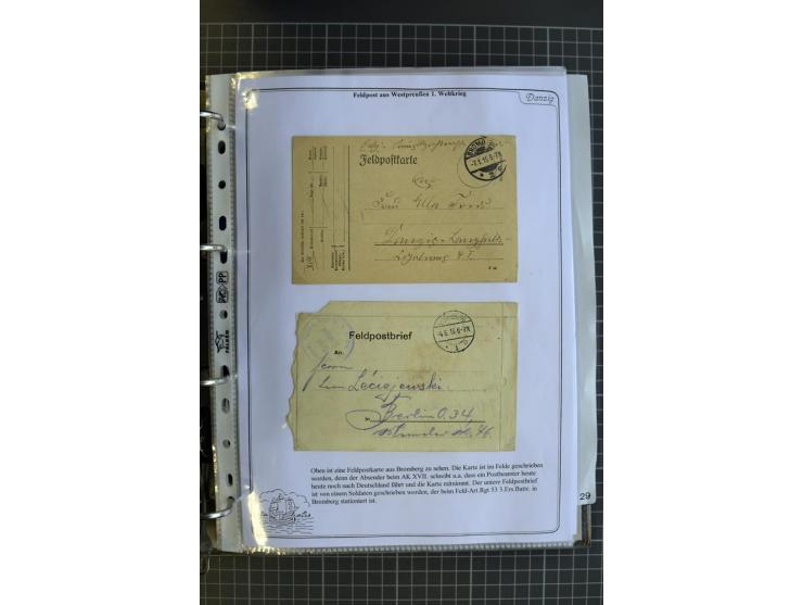 1914/1945, sehr umfangreiche Sammlung "Feldpost in Danzig" mit einigen hundert Briefen und Karten, dabei I. WK. mit interessa