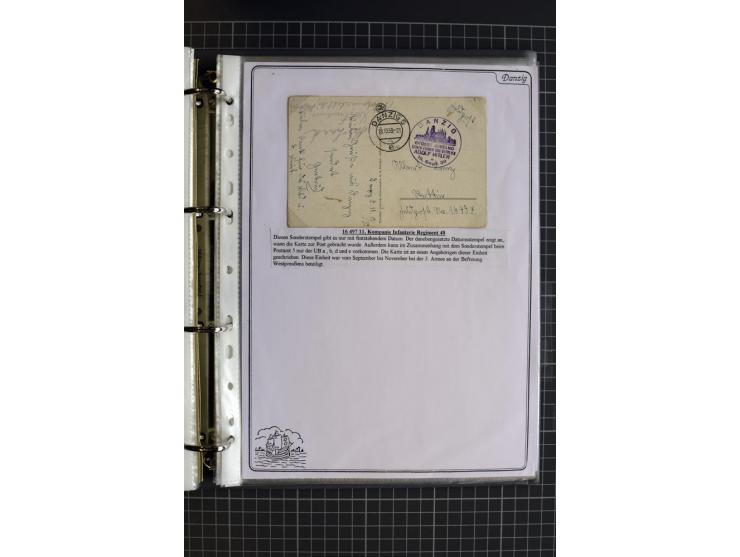 1914/1945, sehr umfangreiche Sammlung "Feldpost in Danzig" mit einigen hundert Briefen und Karten, dabei I. WK. mit interessa