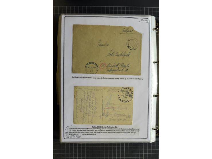 1914/1945, sehr umfangreiche Sammlung "Feldpost in Danzig" mit einigen hundert Briefen und Karten, dabei I. WK. mit interessa