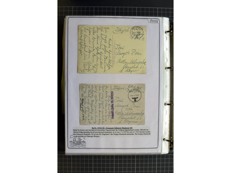 1914/1945, sehr umfangreiche Sammlung "Feldpost in Danzig" mit einigen hundert Briefen und Karten, dabei I. WK. mit interessa