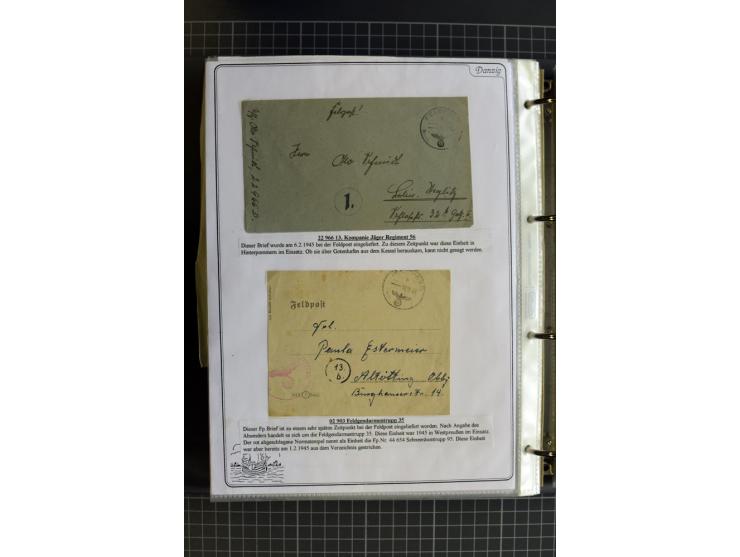 1914/1945, sehr umfangreiche Sammlung "Feldpost in Danzig" mit einigen hundert Briefen und Karten, dabei I. WK. mit interessa