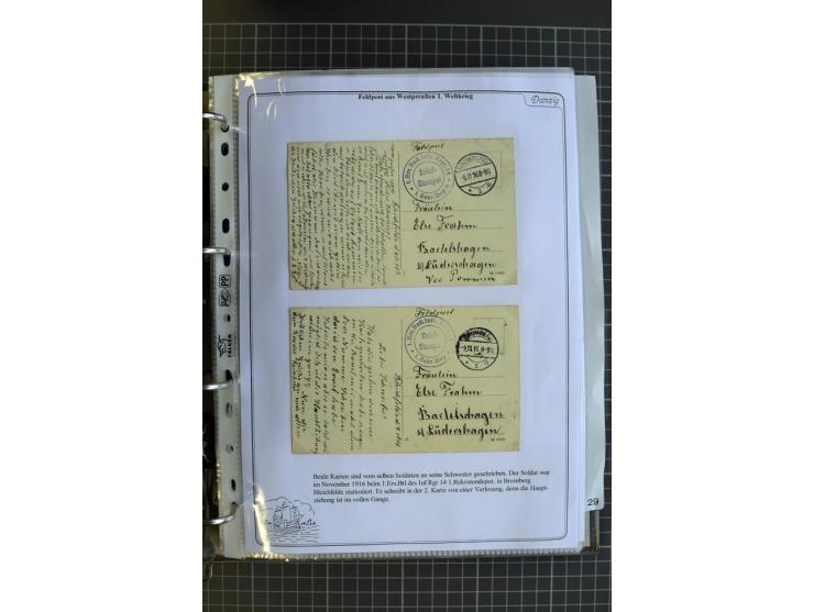 1914/1945, sehr umfangreiche Sammlung "Feldpost in Danzig" mit einigen hundert Briefen und Karten, dabei I. WK. mit interessa