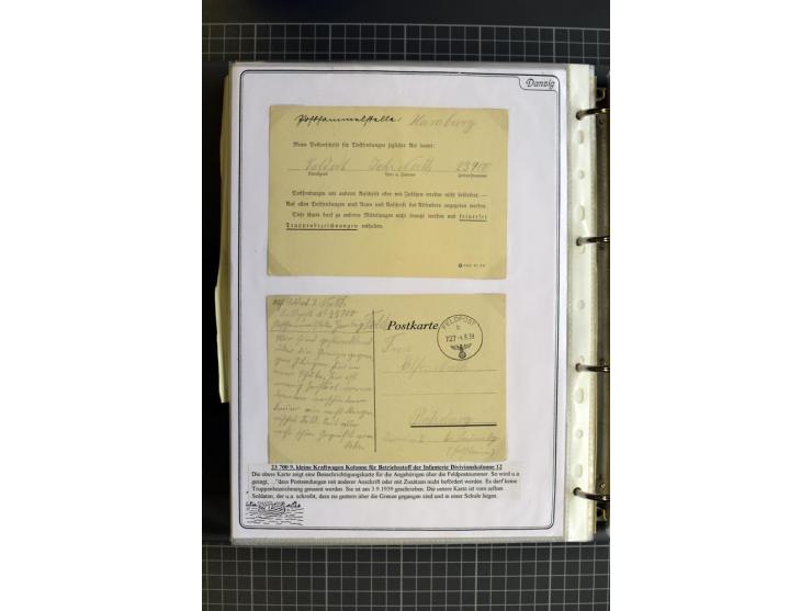 1914/1945, sehr umfangreiche Sammlung "Feldpost in Danzig" mit einigen hundert Briefen und Karten, dabei I. WK. mit interessa