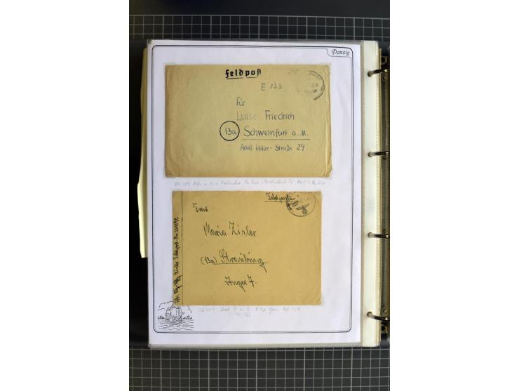 1914/1945, sehr umfangreiche Sammlung "Feldpost in Danzig" mit einigen hundert Briefen und Karten, dabei I. WK. mit interessa