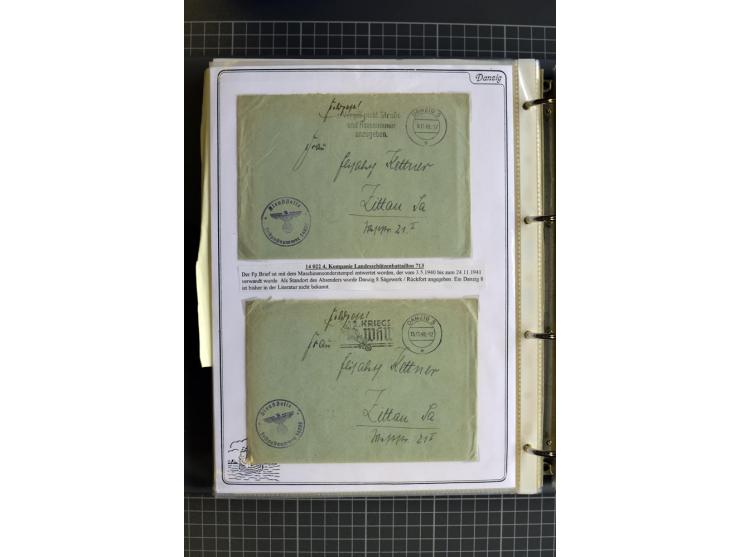 1914/1945, sehr umfangreiche Sammlung "Feldpost in Danzig" mit einigen hundert Briefen und Karten, dabei I. WK. mit interessa