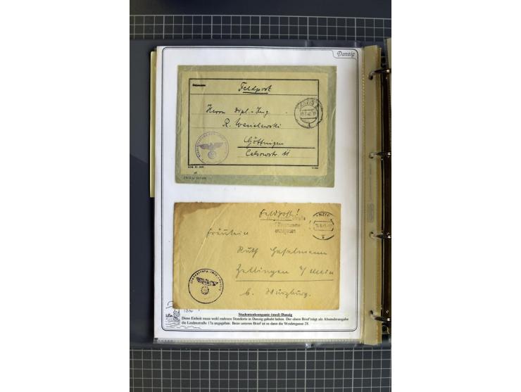 1914/1945, sehr umfangreiche Sammlung "Feldpost in Danzig" mit einigen hundert Briefen und Karten, dabei I. WK. mit interessa