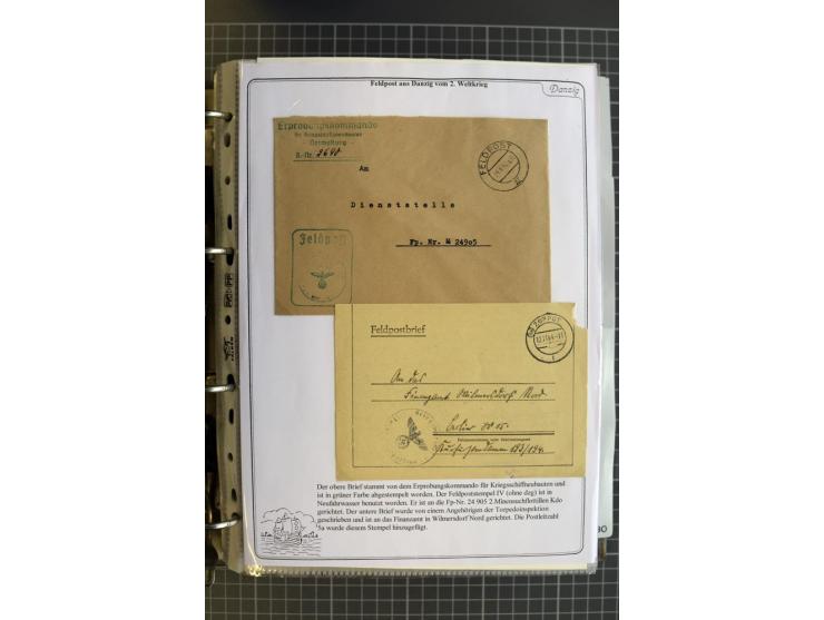 1914/1945, sehr umfangreiche Sammlung "Feldpost in Danzig" mit einigen hundert Briefen und Karten, dabei I. WK. mit interessa