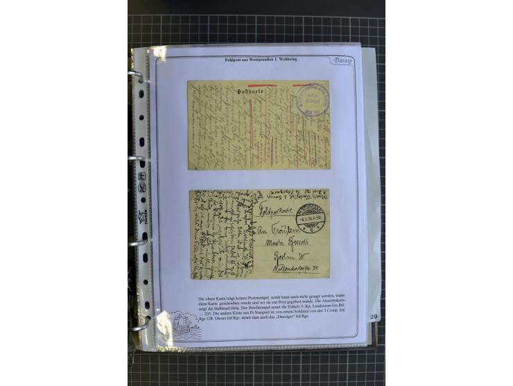 1914/1945, sehr umfangreiche Sammlung "Feldpost in Danzig" mit einigen hundert Briefen und Karten, dabei I. WK. mit interessa