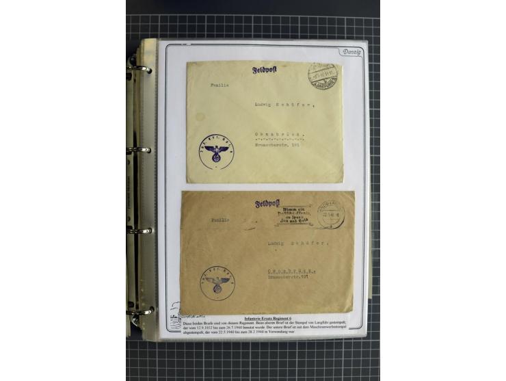 1914/1945, sehr umfangreiche Sammlung "Feldpost in Danzig" mit einigen hundert Briefen und Karten, dabei I. WK. mit interessa