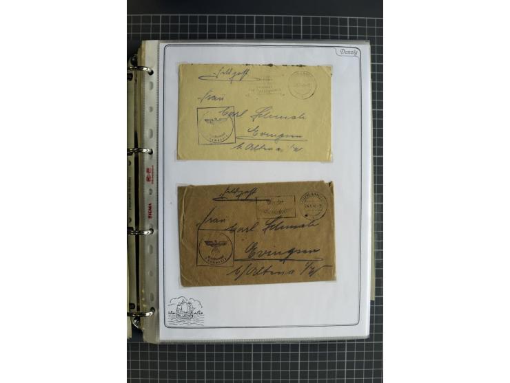1914/1945, sehr umfangreiche Sammlung "Feldpost in Danzig" mit einigen hundert Briefen und Karten, dabei I. WK. mit interessa