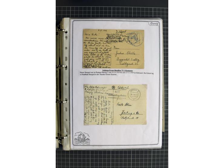 1914/1945, sehr umfangreiche Sammlung "Feldpost in Danzig" mit einigen hundert Briefen und Karten, dabei I. WK. mit interessa