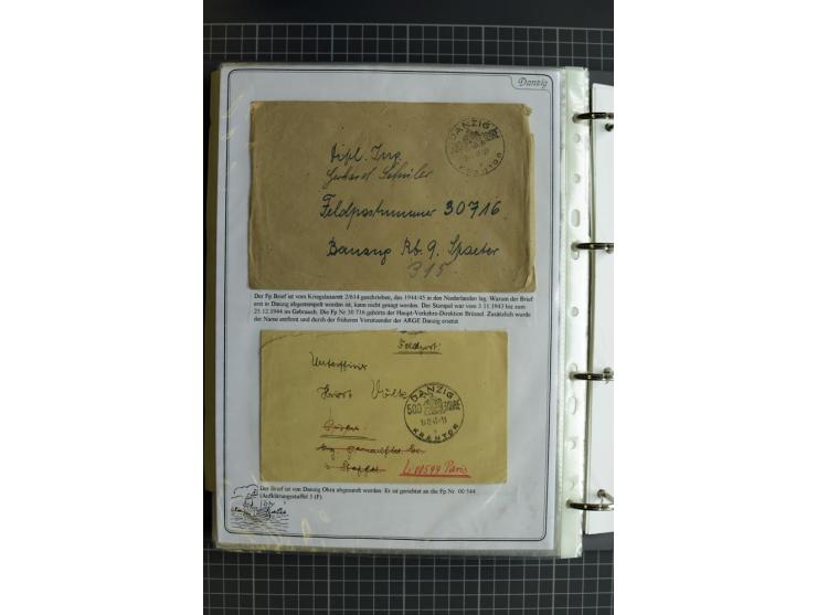1914/1945, sehr umfangreiche Sammlung "Feldpost in Danzig" mit einigen hundert Briefen und Karten, dabei I. WK. mit interessa