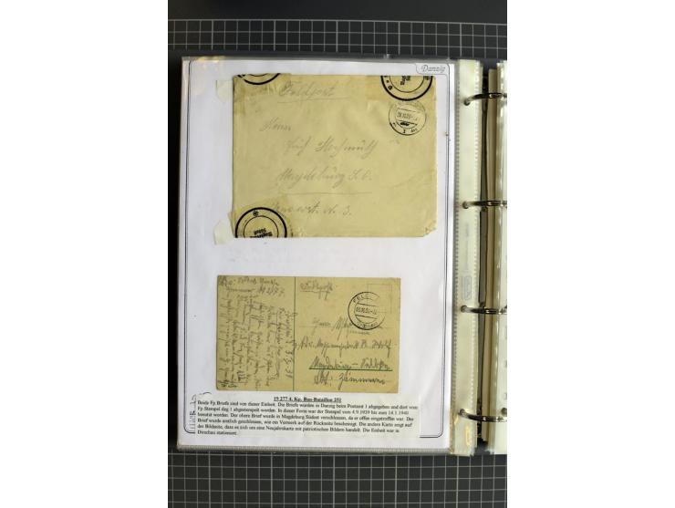 1914/1945, sehr umfangreiche Sammlung "Feldpost in Danzig" mit einigen hundert Briefen und Karten, dabei I. WK. mit interessa