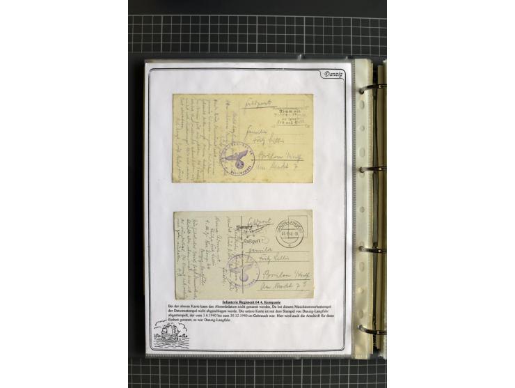 1914/1945, sehr umfangreiche Sammlung "Feldpost in Danzig" mit einigen hundert Briefen und Karten, dabei I. WK. mit interessa