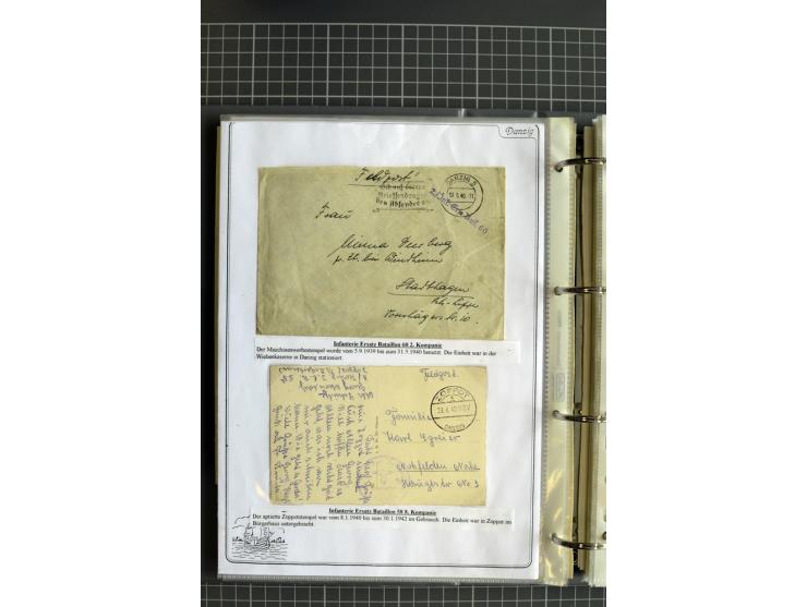 1914/1945, sehr umfangreiche Sammlung "Feldpost in Danzig" mit einigen hundert Briefen und Karten, dabei I. WK. mit interessa