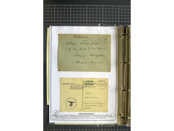1914/1945, sehr umfangreiche Sammlung "Feldpost in Danzig" mit einigen hundert Briefen und Karten, dabei I. WK. mit interessa