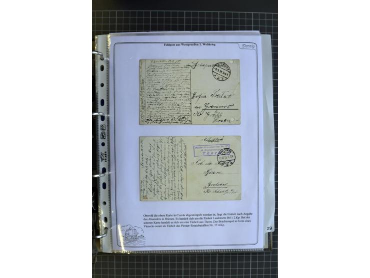 1914/1945, sehr umfangreiche Sammlung "Feldpost in Danzig" mit einigen hundert Briefen und Karten, dabei I. WK. mit interessa