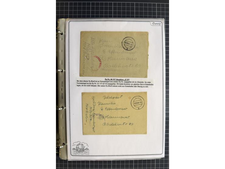 1914/1945, sehr umfangreiche Sammlung "Feldpost in Danzig" mit einigen hundert Briefen und Karten, dabei I. WK. mit interessa