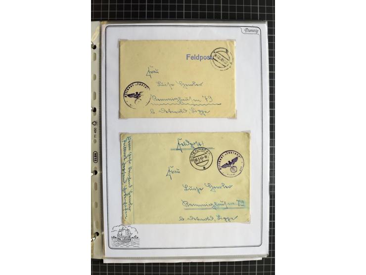 1914/1945, sehr umfangreiche Sammlung "Feldpost in Danzig" mit einigen hundert Briefen und Karten, dabei I. WK. mit interessa