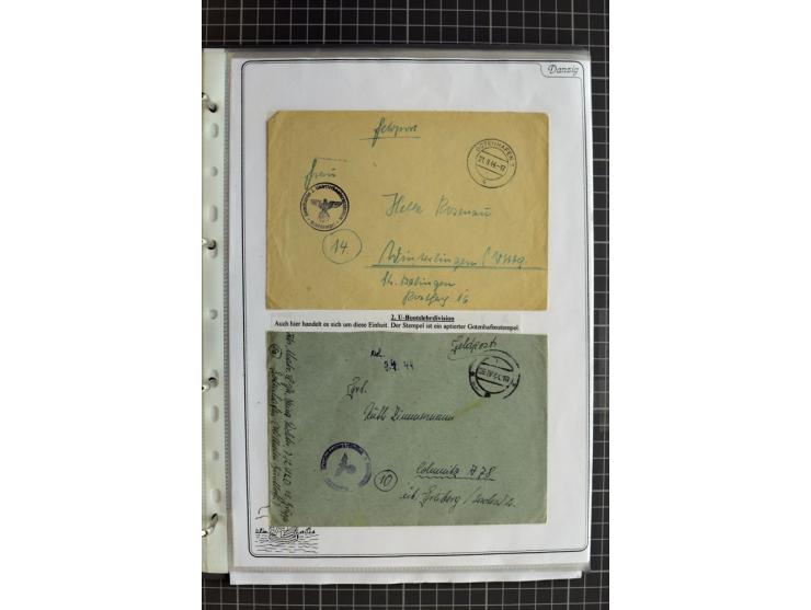 1914/1945, sehr umfangreiche Sammlung "Feldpost in Danzig" mit einigen hundert Briefen und Karten, dabei I. WK. mit interessa