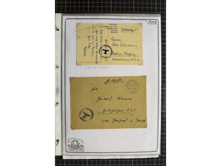 1914/1945, sehr umfangreiche Sammlung "Feldpost in Danzig" mit einigen hundert Briefen und Karten, dabei I. WK. mit interessa
