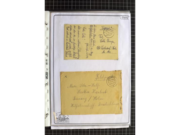 1914/1945, sehr umfangreiche Sammlung "Feldpost in Danzig" mit einigen hundert Briefen und Karten, dabei I. WK. mit interessa