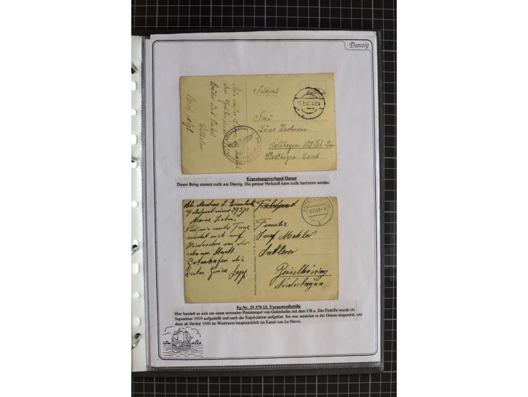 1914/1945, sehr umfangreiche Sammlung "Feldpost in Danzig" mit einigen hundert Briefen und Karten, dabei I. WK. mit interessa