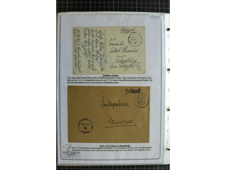 1914/1945, sehr umfangreiche Sammlung "Feldpost in Danzig" mit einigen hundert Briefen und Karten, dabei I. WK. mit interessa