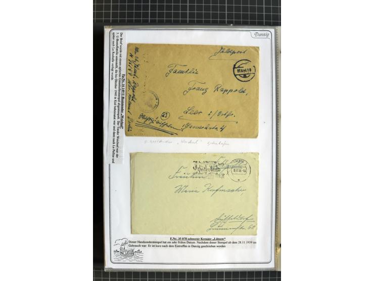 1914/1945, sehr umfangreiche Sammlung "Feldpost in Danzig" mit einigen hundert Briefen und Karten, dabei I. WK. mit interessa