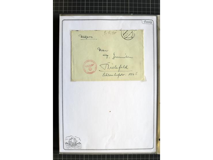 1914/1945, sehr umfangreiche Sammlung "Feldpost in Danzig" mit einigen hundert Briefen und Karten, dabei I. WK. mit interessa