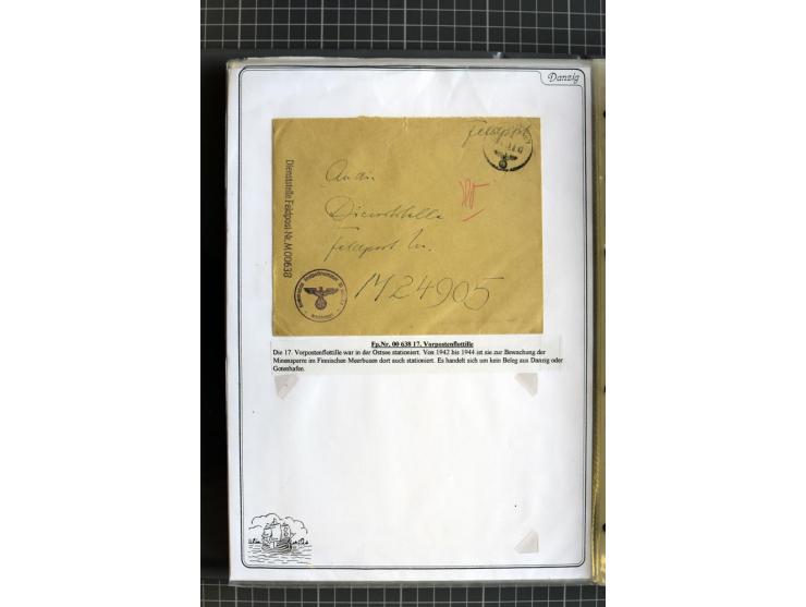 1914/1945, sehr umfangreiche Sammlung "Feldpost in Danzig" mit einigen hundert Briefen und Karten, dabei I. WK. mit interessa