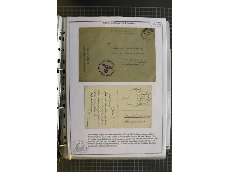1914/1945, sehr umfangreiche Sammlung "Feldpost in Danzig" mit einigen hundert Briefen und Karten, dabei I. WK. mit interessa