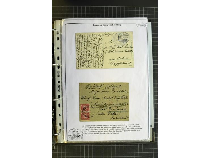 1914/1945, sehr umfangreiche Sammlung "Feldpost in Danzig" mit einigen hundert Briefen und Karten, dabei I. WK. mit interessa