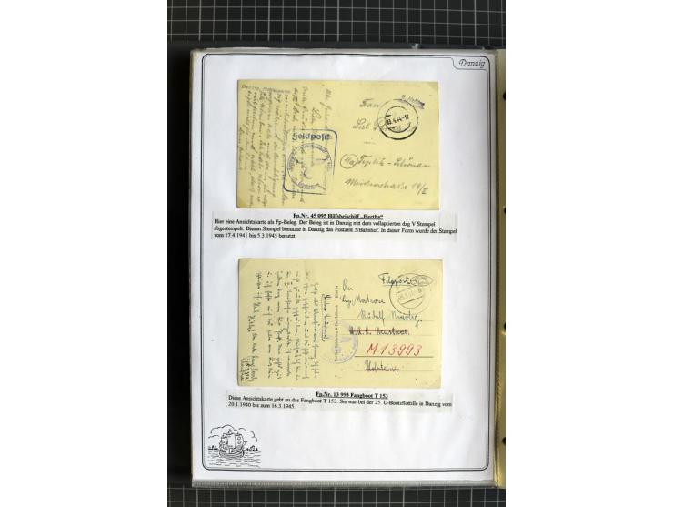 1914/1945, sehr umfangreiche Sammlung "Feldpost in Danzig" mit einigen hundert Briefen und Karten, dabei I. WK. mit interessa
